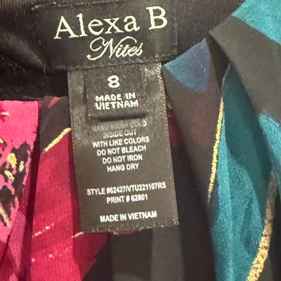 Chic High-Low Floral Dress - Black and Pink - Picture 3 of 8